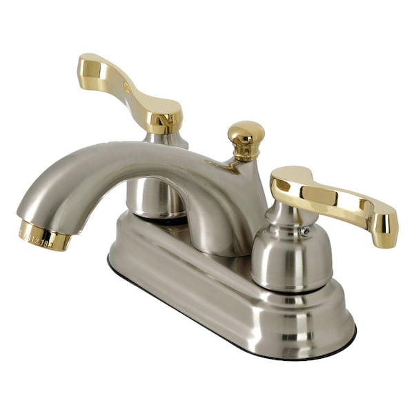 KB5609FL 4" Centerset Bathroom Faucet, Brushed Nickel/Polished Brass